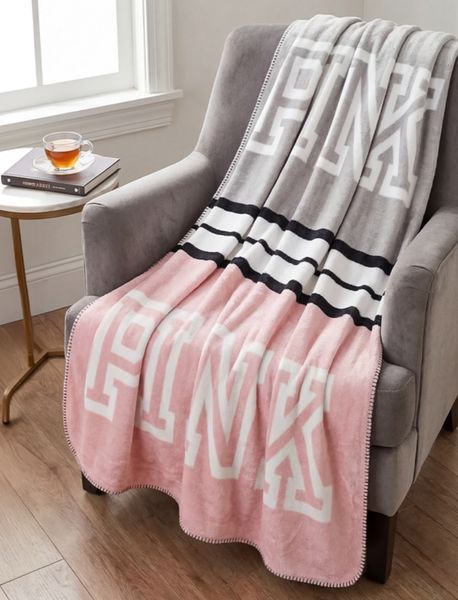 Плед Cozy Logo Blanket Grey Pink KS.137 фото